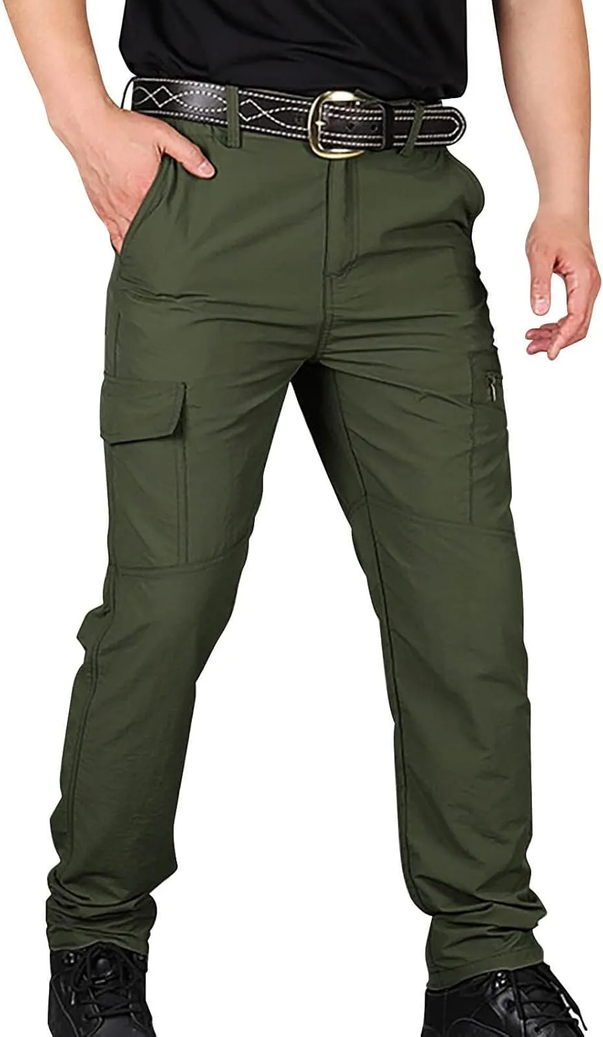 Mens Quick Dry Swim Trunks Elastic Waist Drawstrings Cargo Shorts Compression Liner Beach Board Shorts with Pockets
