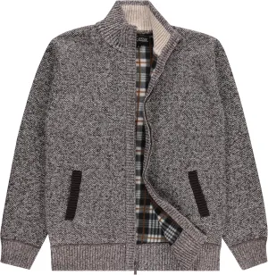 Men's Shawl Collar Cable Knit Cardigan Sweater, Full Zip Sherpa Lined, with Pockets