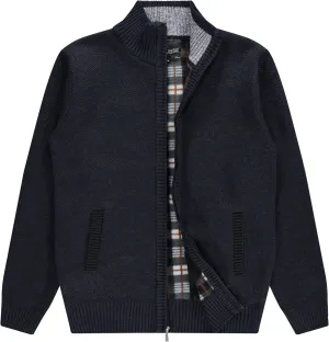 Men's Shawl Collar Cable Knit Cardigan Sweater, Full Zip Sherpa Lined, with Pockets