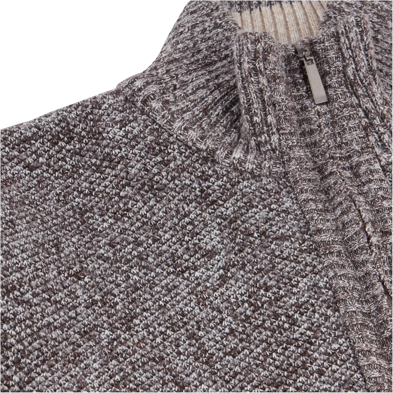 Men's Shawl Collar Cable Knit Cardigan Sweater, Full Zip Sherpa Lined, with Pockets