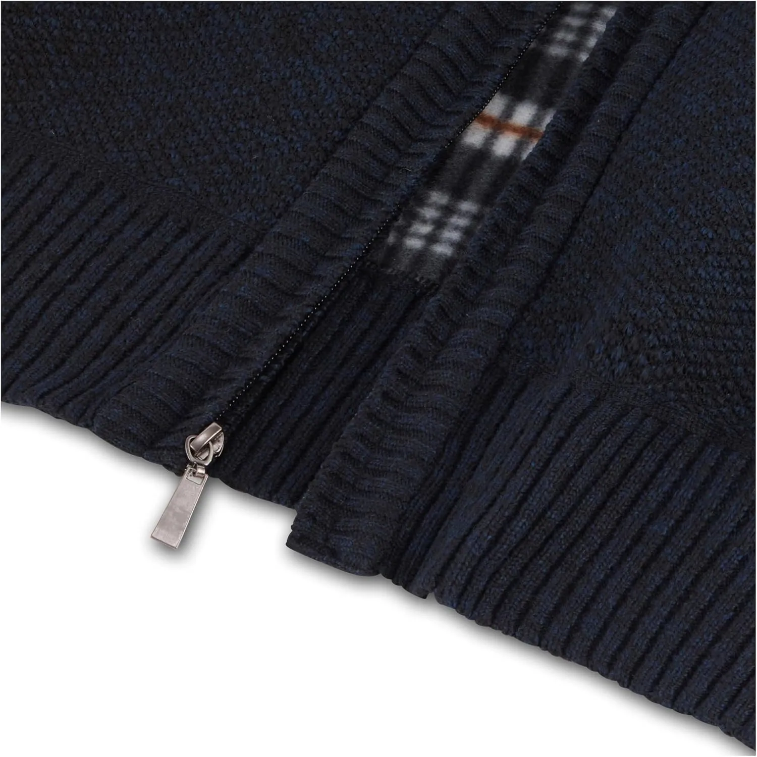 Men's Shawl Collar Cable Knit Cardigan Sweater, Full Zip Sherpa Lined, with Pockets