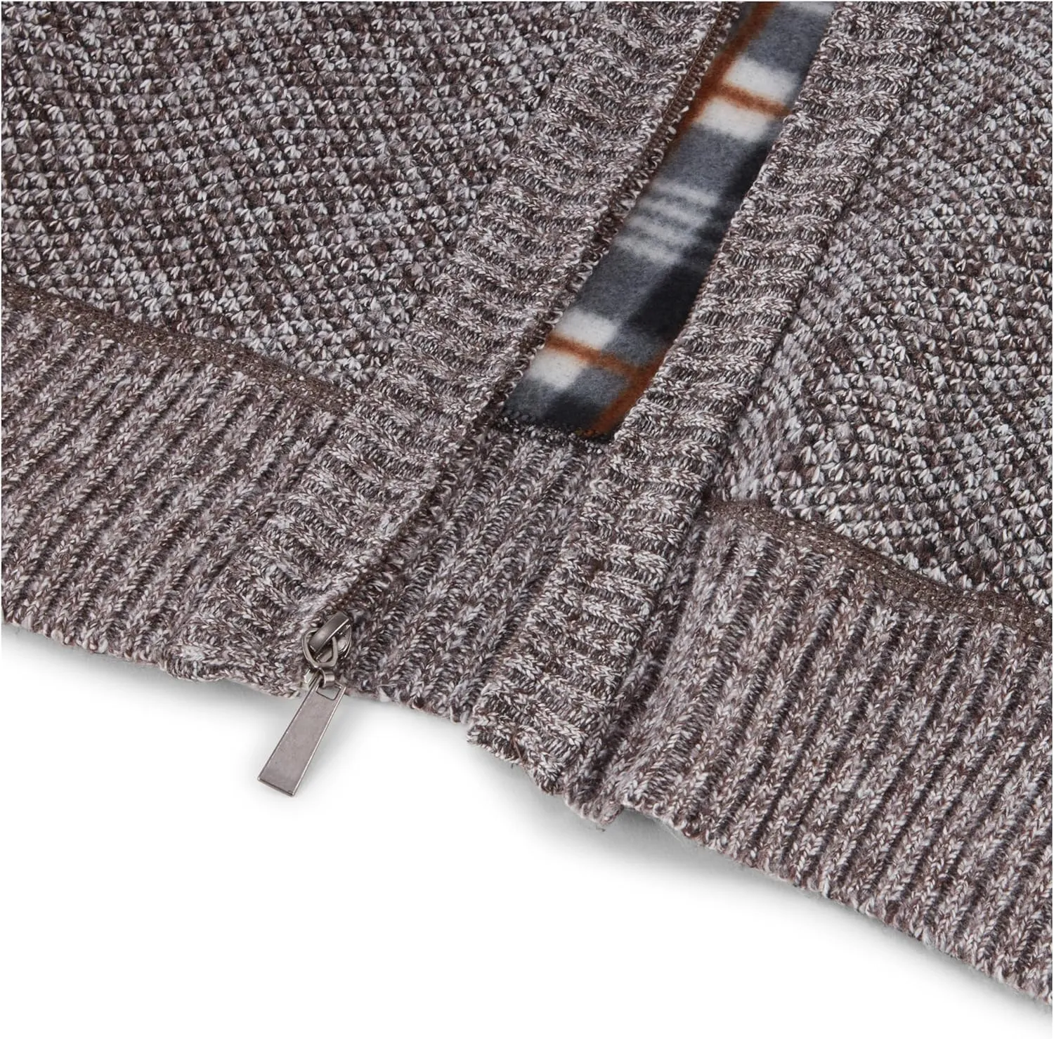 Men's Shawl Collar Cable Knit Cardigan Sweater, Full Zip Sherpa Lined, with Pockets