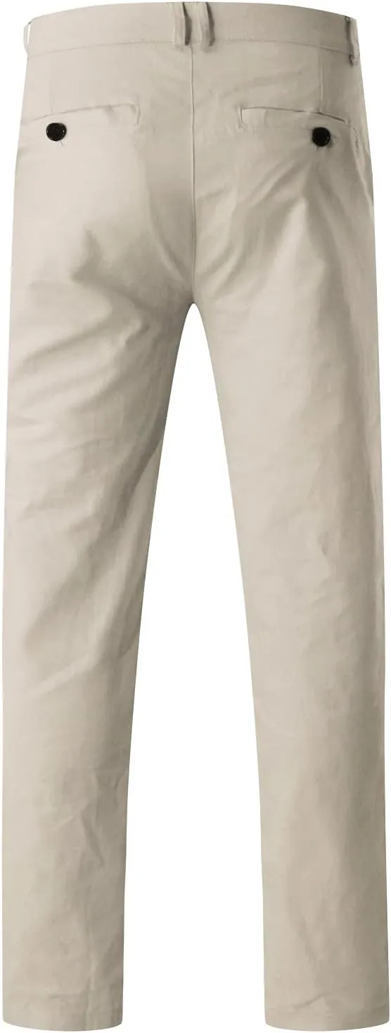 Men's Slim Fit Basic Stretchable Cotton Chino Pant Casual Long Trousers Jogger Pants Golf Clothes