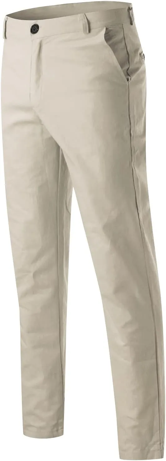 Men's Slim Fit Basic Stretchable Cotton Chino Pant Casual Long Trousers Jogger Pants Golf Clothes