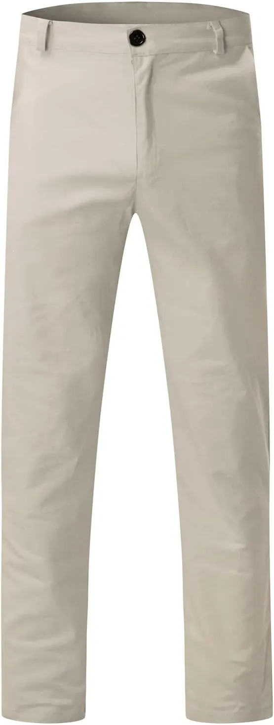 Men's Slim Fit Basic Stretchable Cotton Chino Pant Casual Long Trousers Jogger Pants Golf Clothes