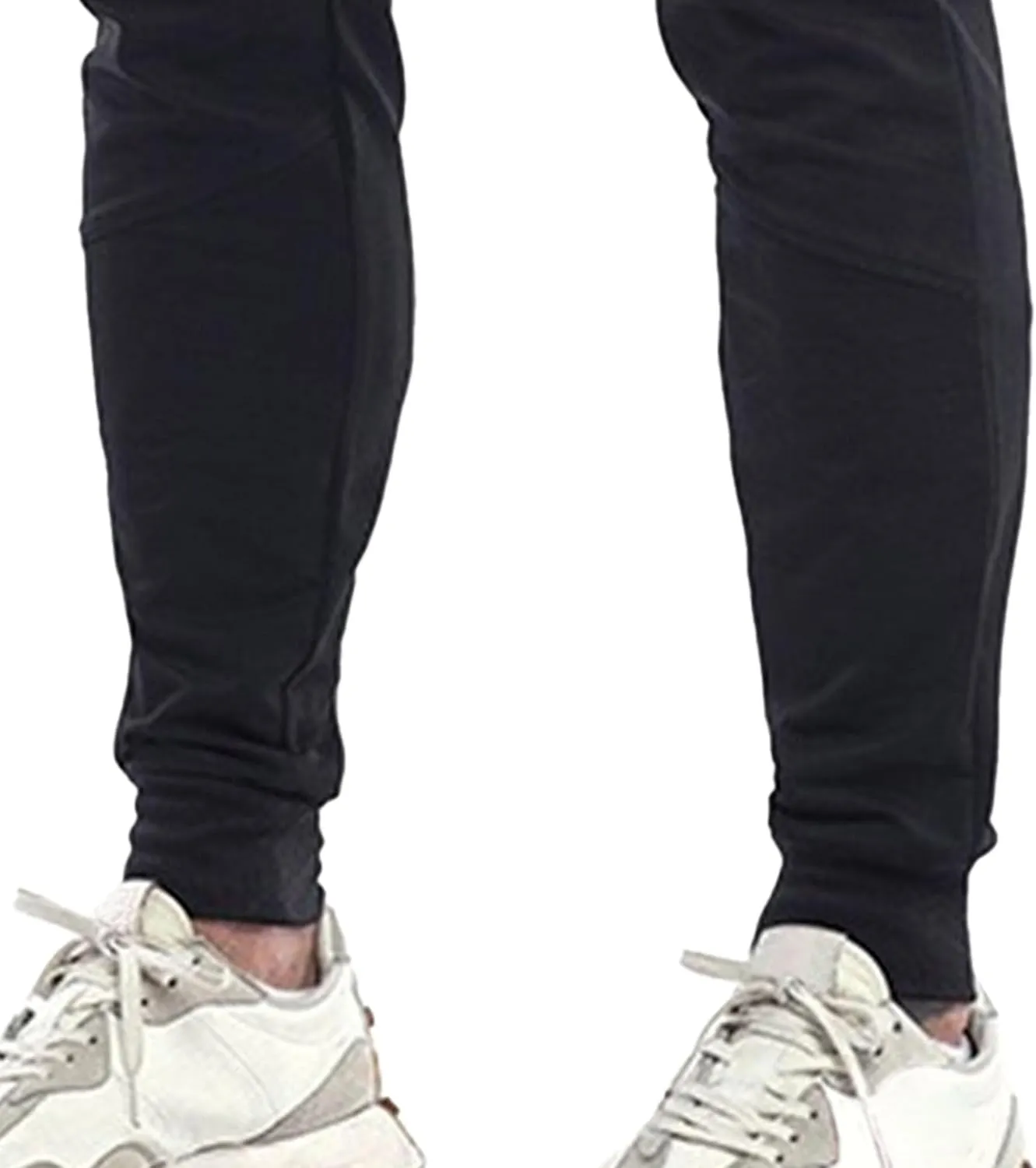 Men's Slim Fit Stretch Solid Hiking Pants Cotton Casual Running Athletic Pants Elastic Waist Zipper Trousers