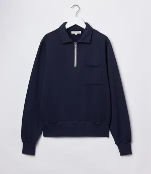 Merz b. Schwanen ZIPC01 Zip Collar Sweatshirt, 11oz/sq.yd., Relaxed Fit - Dark Navy