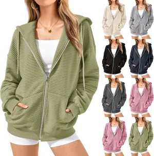 midelxp Zip Up Hoodies for Women Cute Y2k Long Sleeve Oversized Sweatshirts Casual Comfy Fall Jackets Preppy Clothes 2024