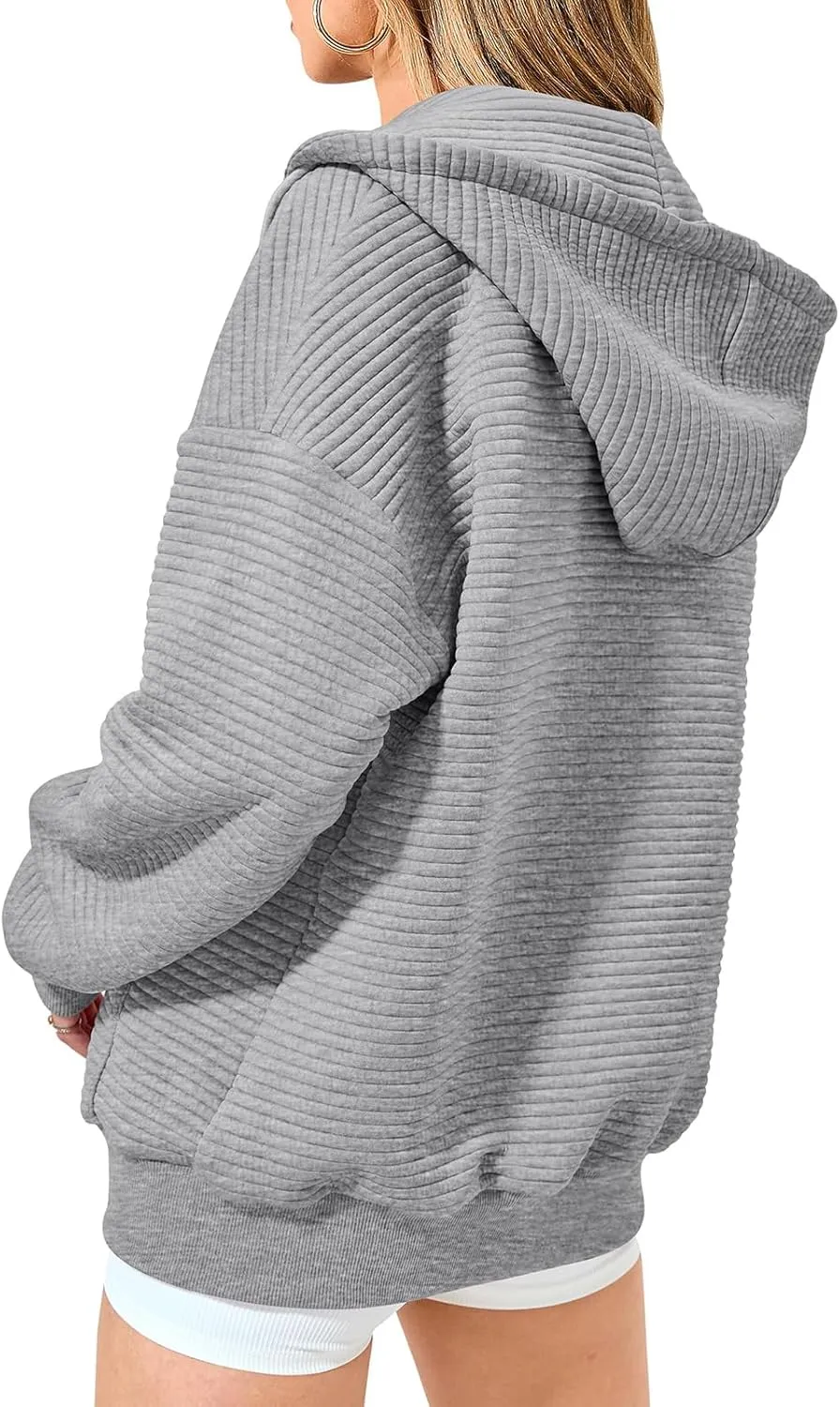 midelxp Zip Up Hoodies for Women Cute Y2k Long Sleeve Oversized Sweatshirts Casual Comfy Fall Jackets Preppy Clothes 2024