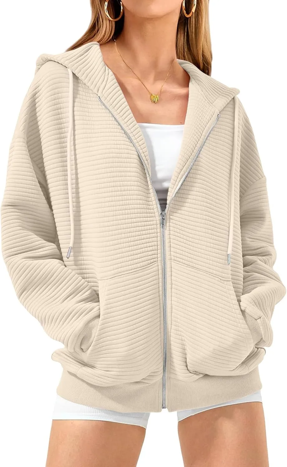 midelxp Zip Up Hoodies for Women Cute Y2k Long Sleeve Oversized Sweatshirts Casual Comfy Fall Jackets Preppy Clothes 2024