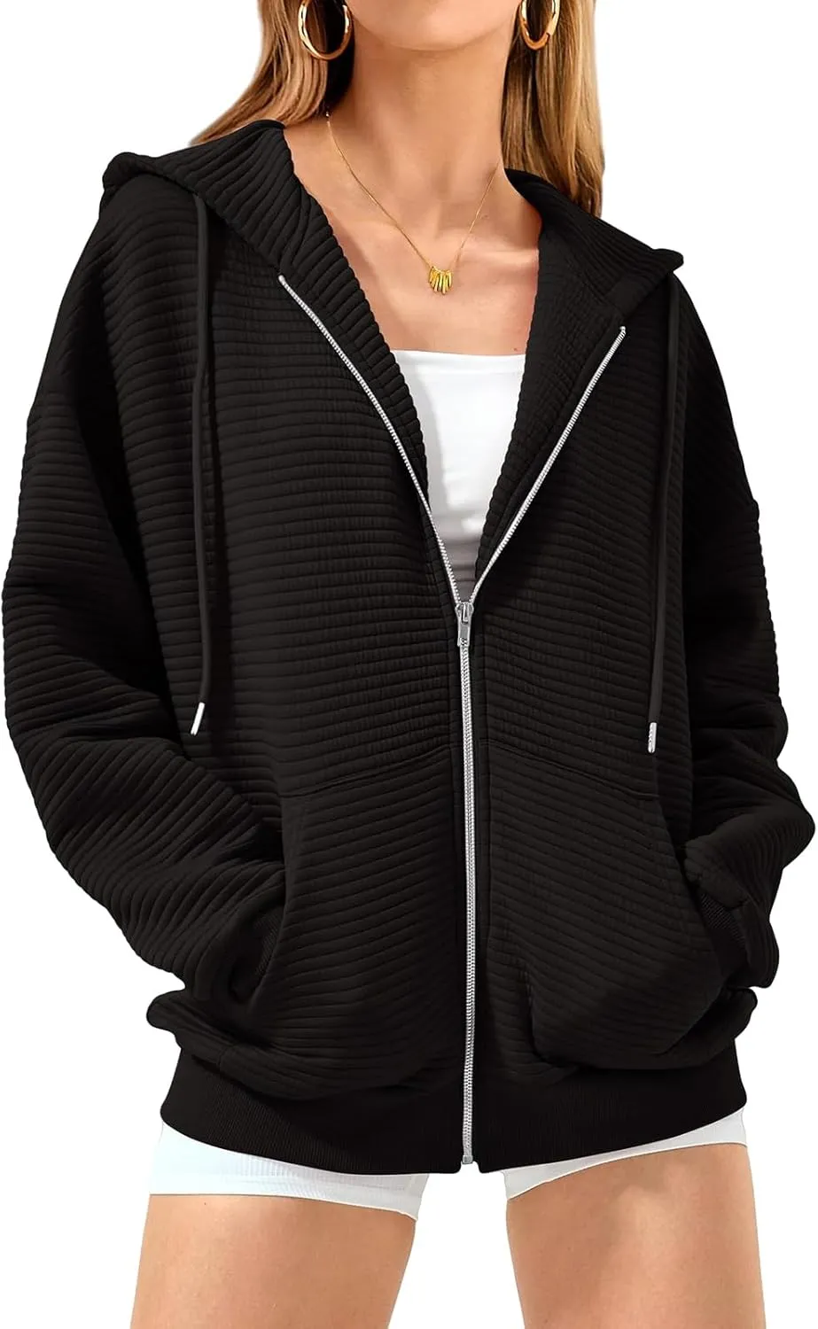 midelxp Zip Up Hoodies for Women Cute Y2k Long Sleeve Oversized Sweatshirts Casual Comfy Fall Jackets Preppy Clothes 2024