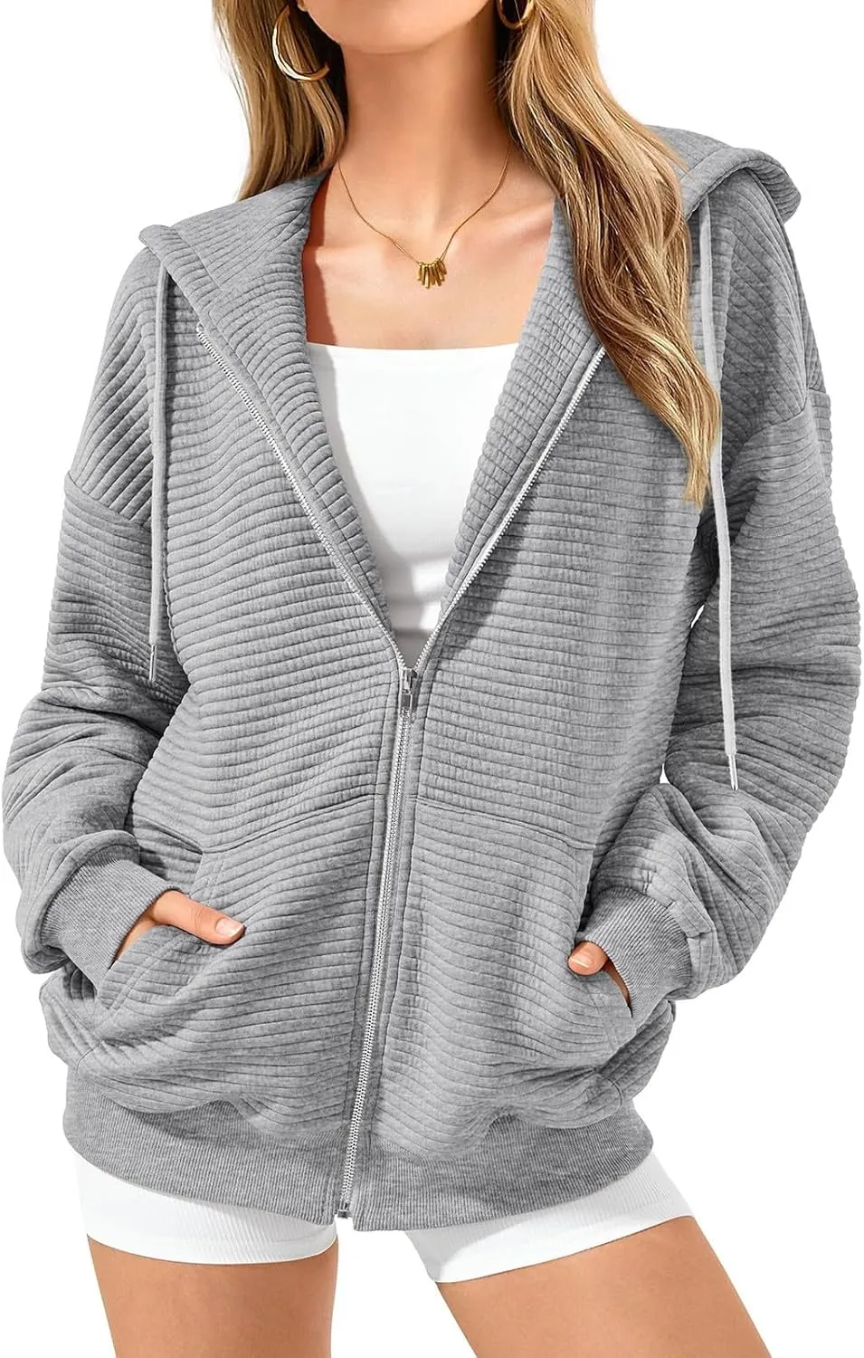 midelxp Zip Up Hoodies for Women Cute Y2k Long Sleeve Oversized Sweatshirts Casual Comfy Fall Jackets Preppy Clothes 2024