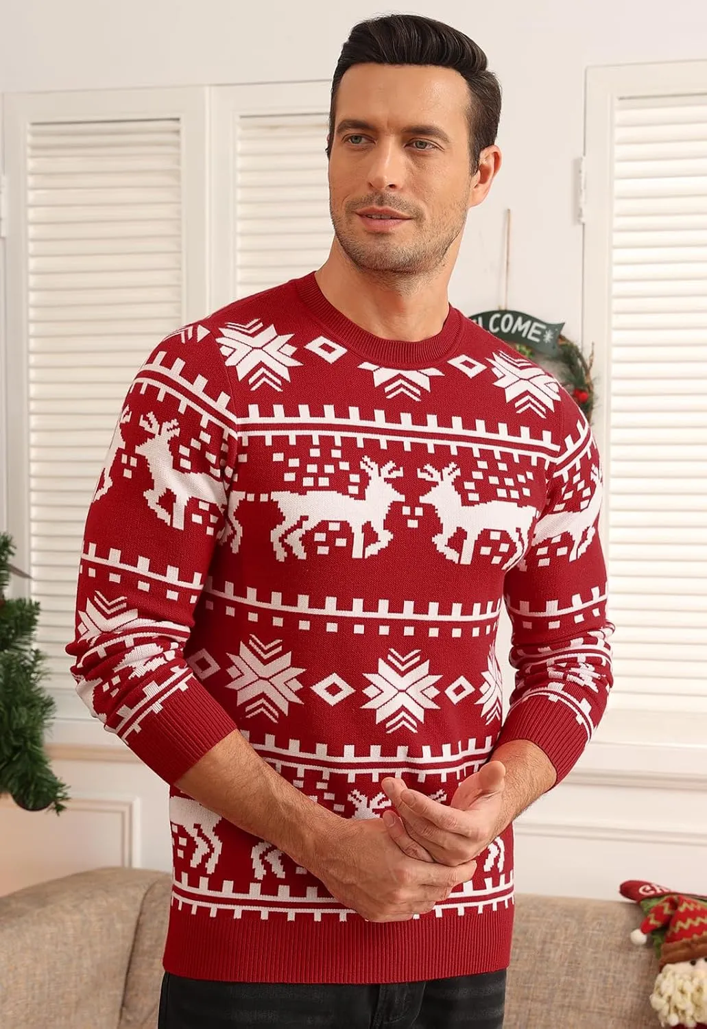 MLANM Men's Crew Neck Sweater Slim Fit Lightweight Sweatshirts Knitted Pullover for Casual
