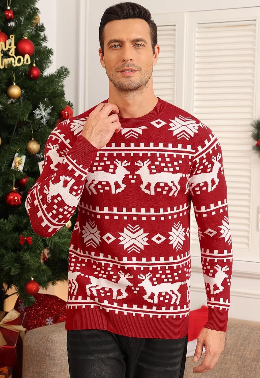 MLANM Men's Crew Neck Sweater Slim Fit Lightweight Sweatshirts Knitted Pullover for Casual