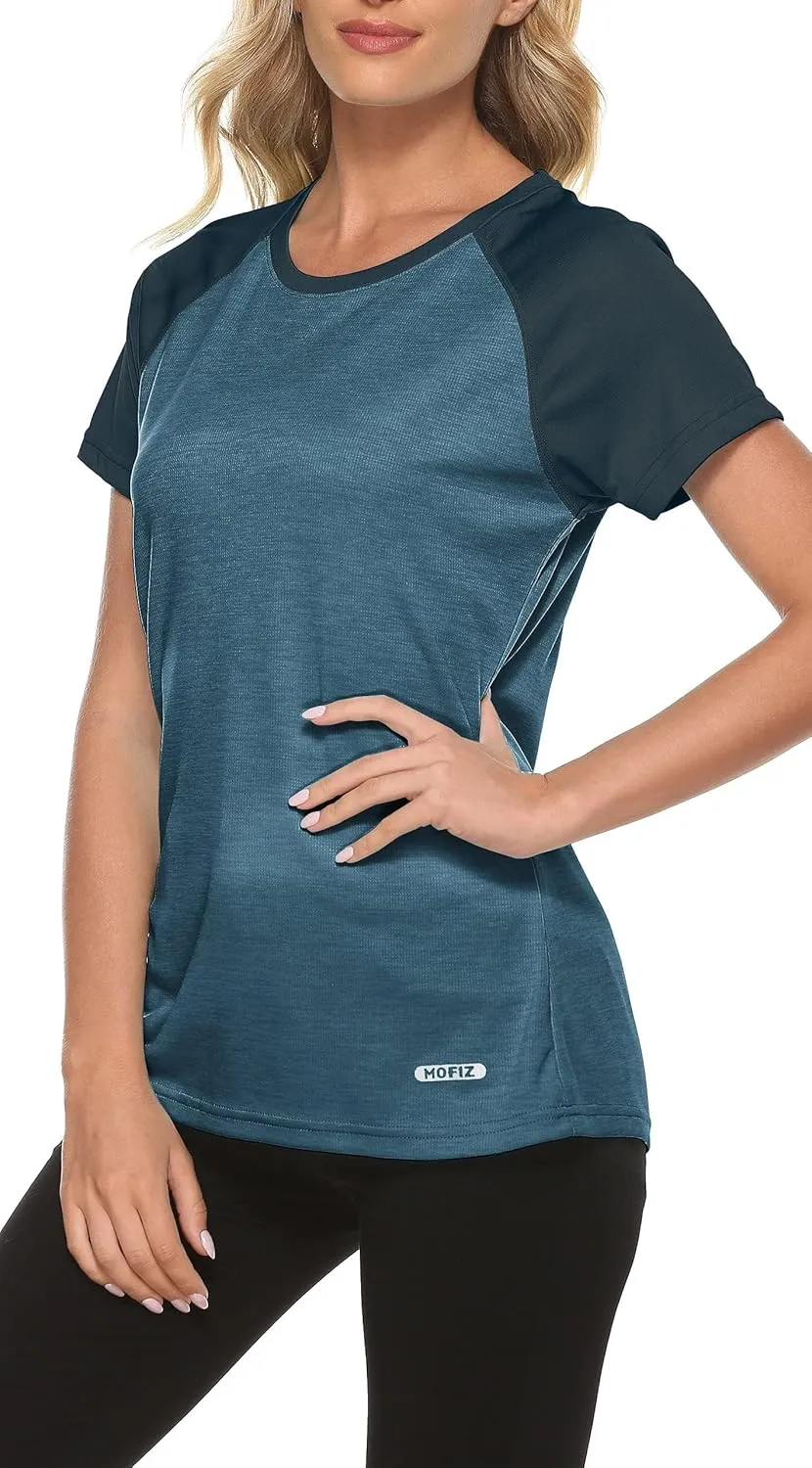 MoFiz Women's Short Sleeve UPF 50  Sun Protection Sports T-Shirt Quick Dry Running Workout Athletic Tee Top