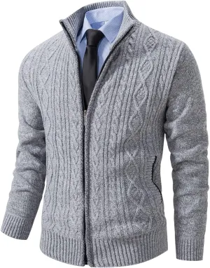 Msmsse Men's Cardigan Sweaters Full Zip Knitted Sweater for Men