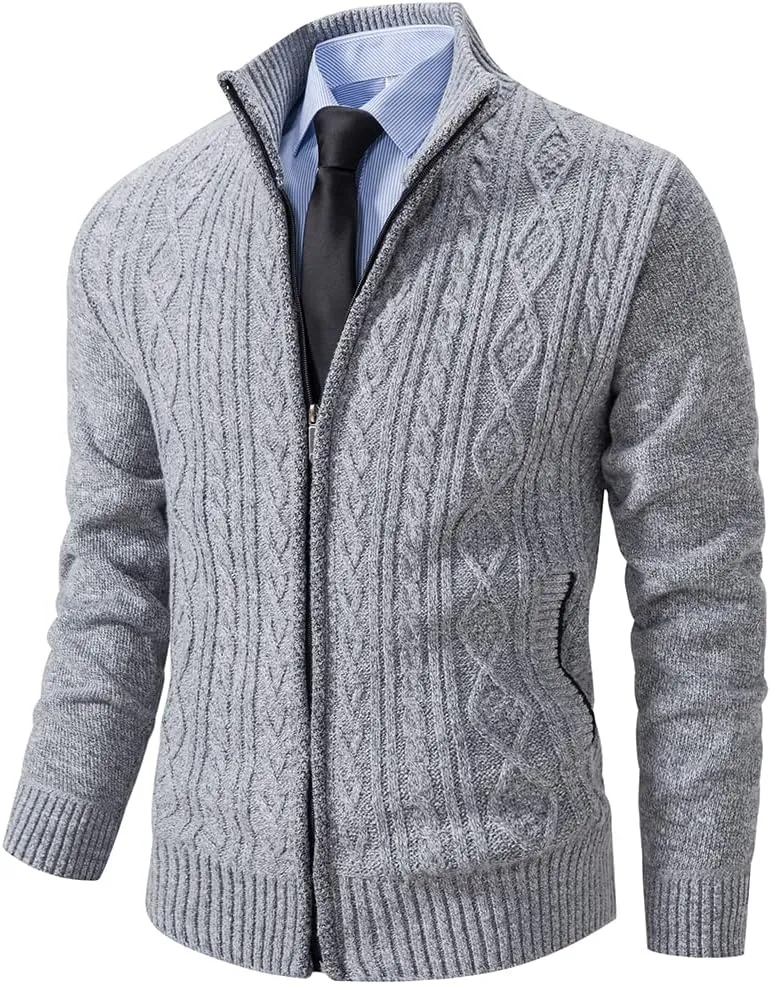 Msmsse Men's Cardigan Sweaters Full Zip Knitted Sweater for Men