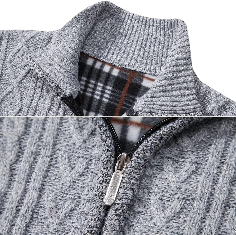 Msmsse Men's Cardigan Sweaters Full Zip Knitted Sweater for Men