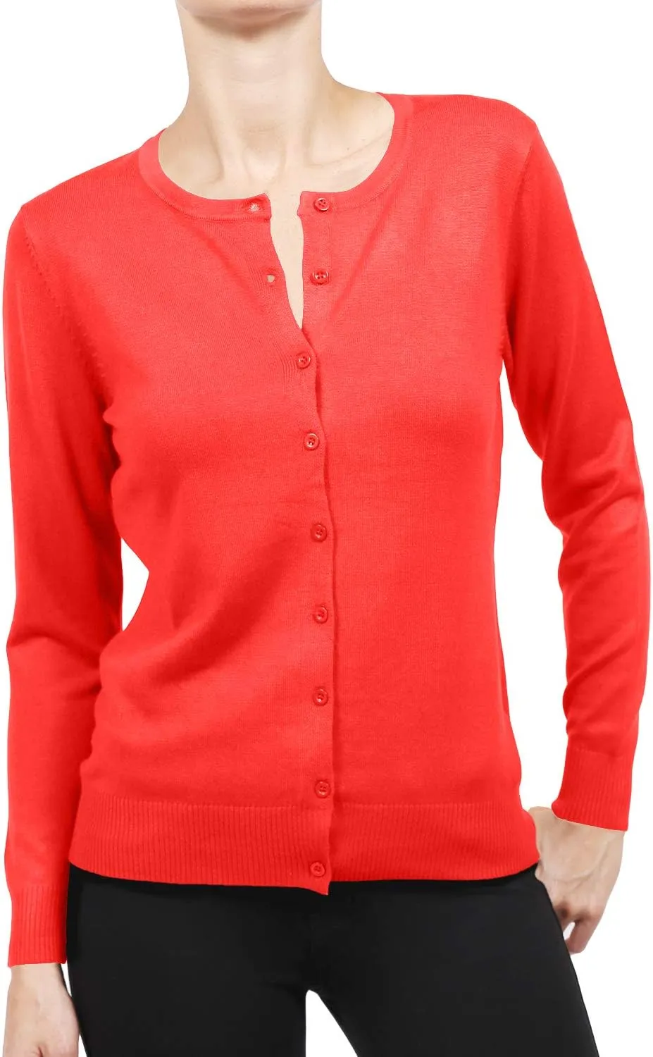 NE PEOPLE Women's Knit Cardigan  Long Sleeve Basic Button Down Crewneck Casual Stretch Sweater Knitted Ribbed Hem