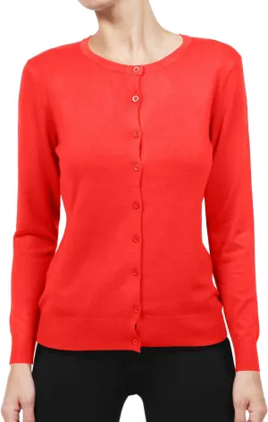 NE PEOPLE Women's Knit Cardigan  Long Sleeve Basic Button Down Crewneck Casual Stretch Sweater Knitted Ribbed Hem