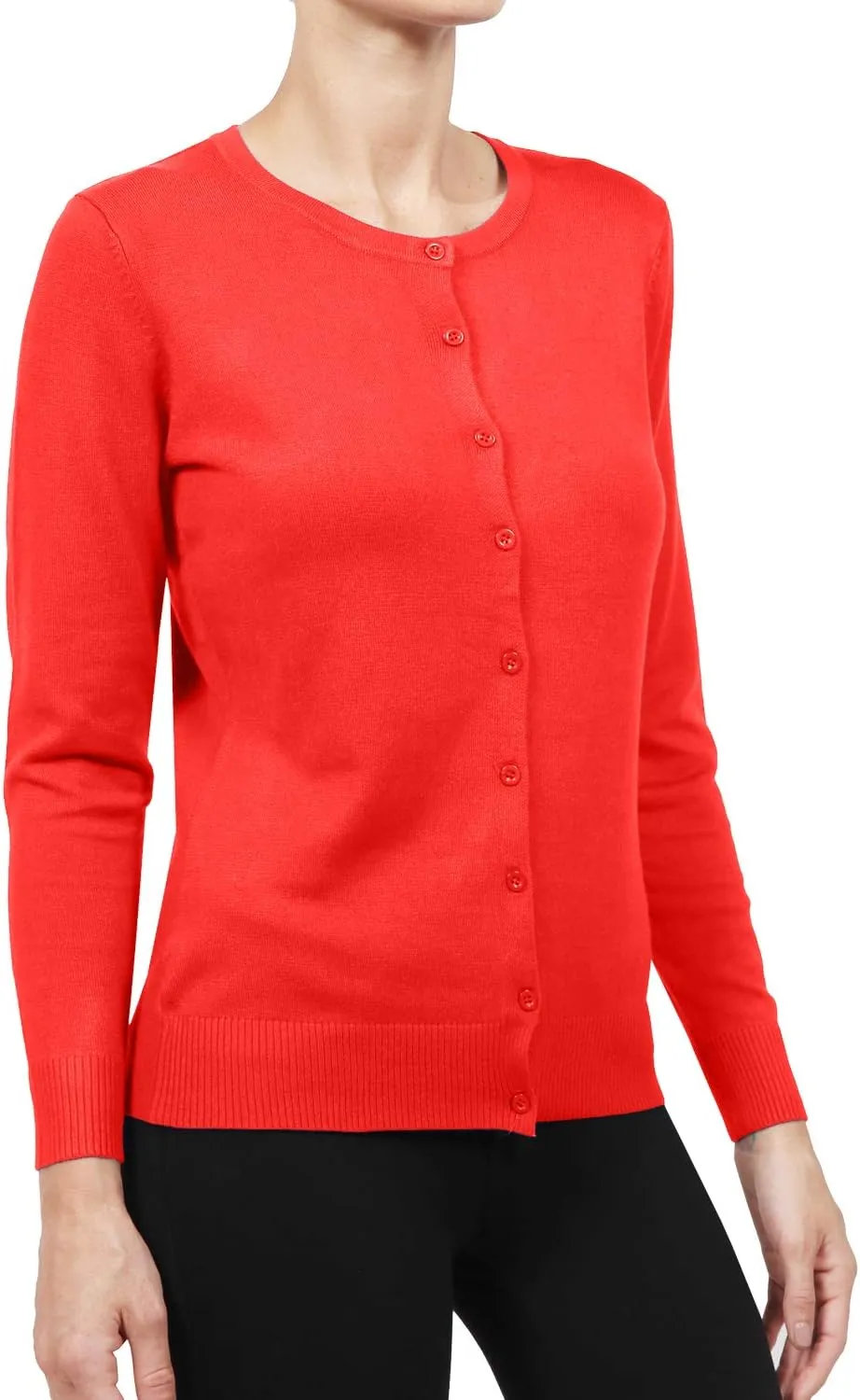 NE PEOPLE Women's Knit Cardigan  Long Sleeve Basic Button Down Crewneck Casual Stretch Sweater Knitted Ribbed Hem