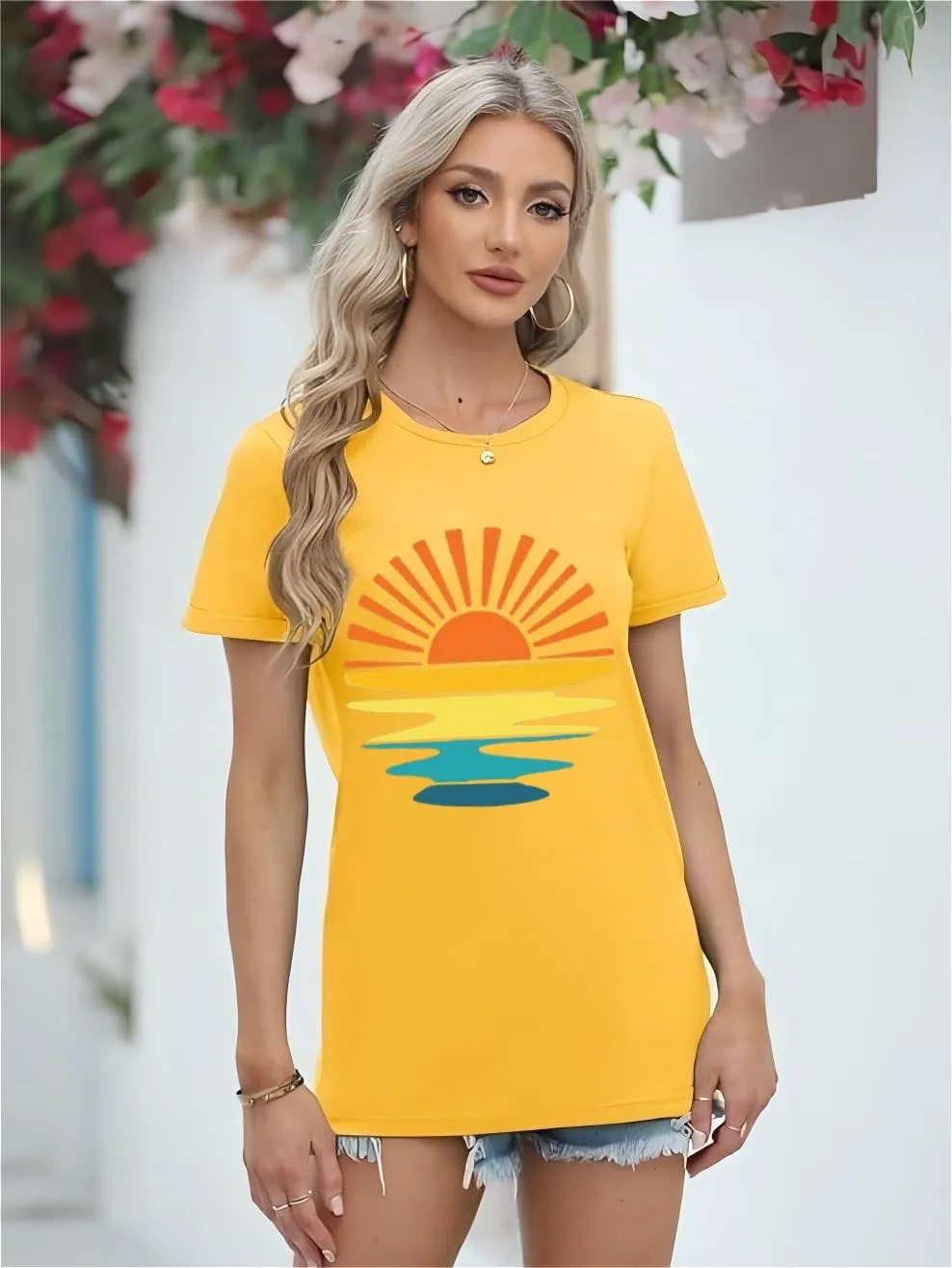 Outdoor Shirts for Women Retro Graphic Print Hiking Mountain T Shirts Summer Comfort Beach Hiking Workout Tee Tops