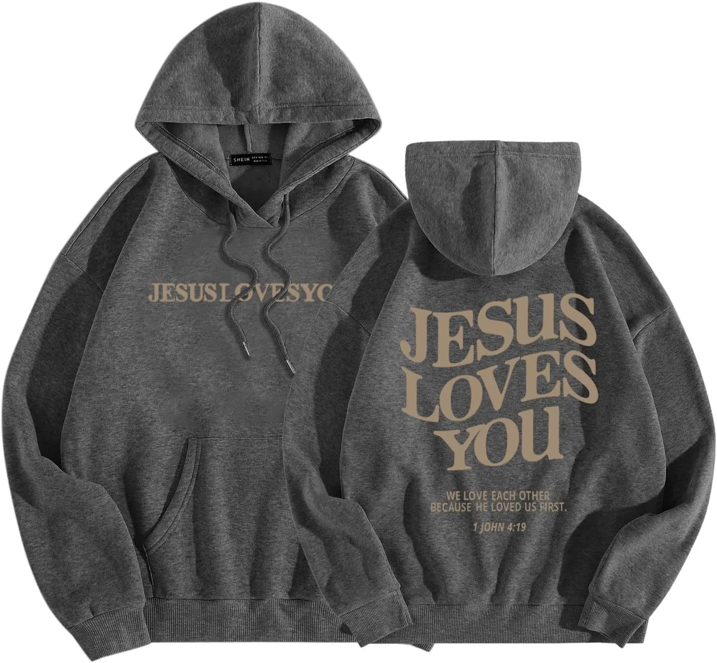 Oversized Hoodie For Women Love Like Jesus Hooded Drawstring Sweatshirts Loose Letter Print Long Sleeve Pullover Hoodie Tops