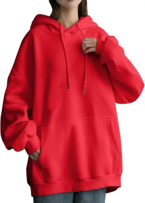 Oversized Hoodies for Teen Girls Y2k Hooded Sweatshirt Women Casual Plain Drop Shoulder Long Sleeve Hoodies Pullover Tops