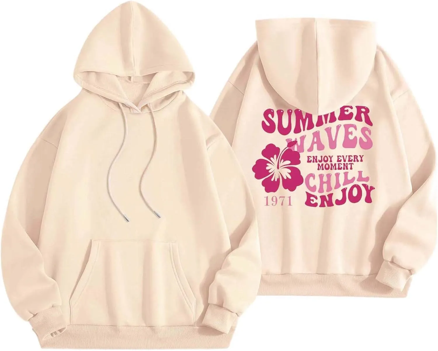 Oversized Hoodies For Women Graphic Trendy Y2K Preppy Clothes Long Sleeve Florals Pink Palm Puff Hoodie Sweatshirt