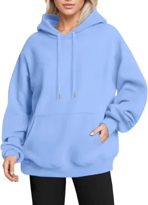 Oversized Hoodies for Women Trendy Fleece Cotton Sweatshirts Drawstring Baggy Raglan Hooded Pullover Tops with Pocket