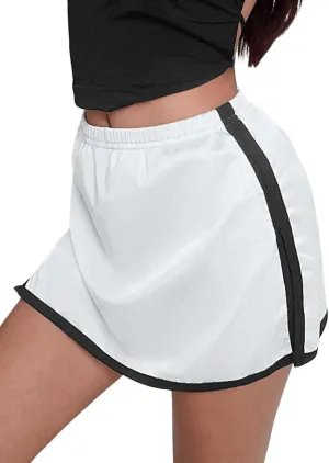 OYOANGLE Women's Colorblock Contrast Binding Split Hem Sports Skorts Elastic Waist Casual Mini Skirt Shorts