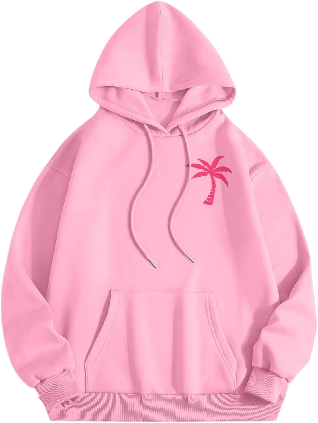 Pink Preppy Hoodie for Women Teen Girls Meet Me at The Ocean Graphic Y2K Comfort Hoodie Oversized Hooded Sweatshirts