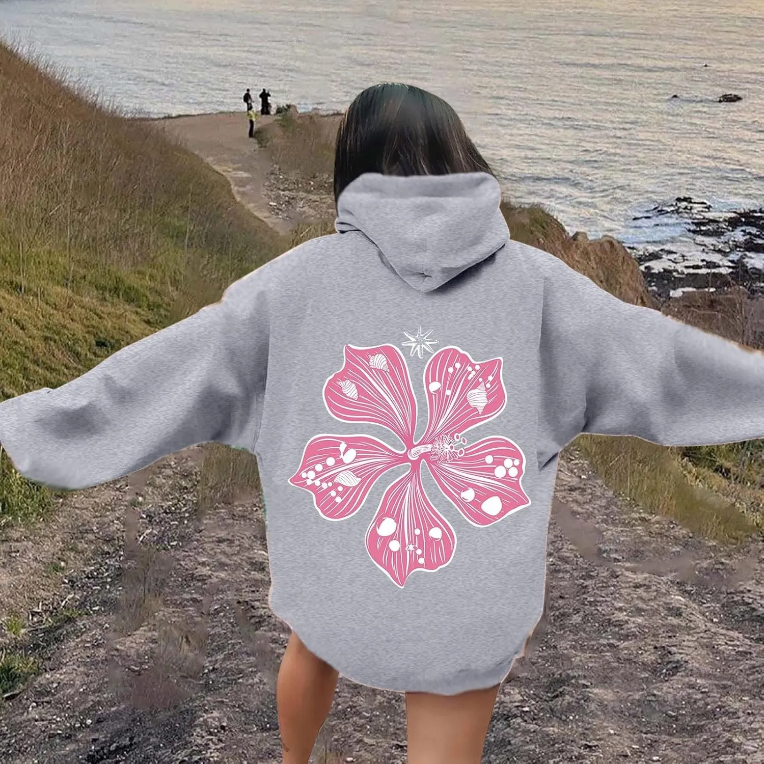 Pink Puff Hoodie Graphic Hoodies For Teen Girls Cute Sweatshirt Oversized Pullover Long Sleeve Preppy Tops