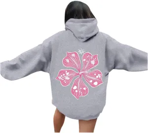 Pink Puff Hoodie Graphic Hoodies For Teen Girls Cute Sweatshirt Oversized Pullover Long Sleeve Preppy Tops