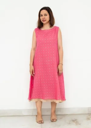 Pink Sequins Double Layer Dress