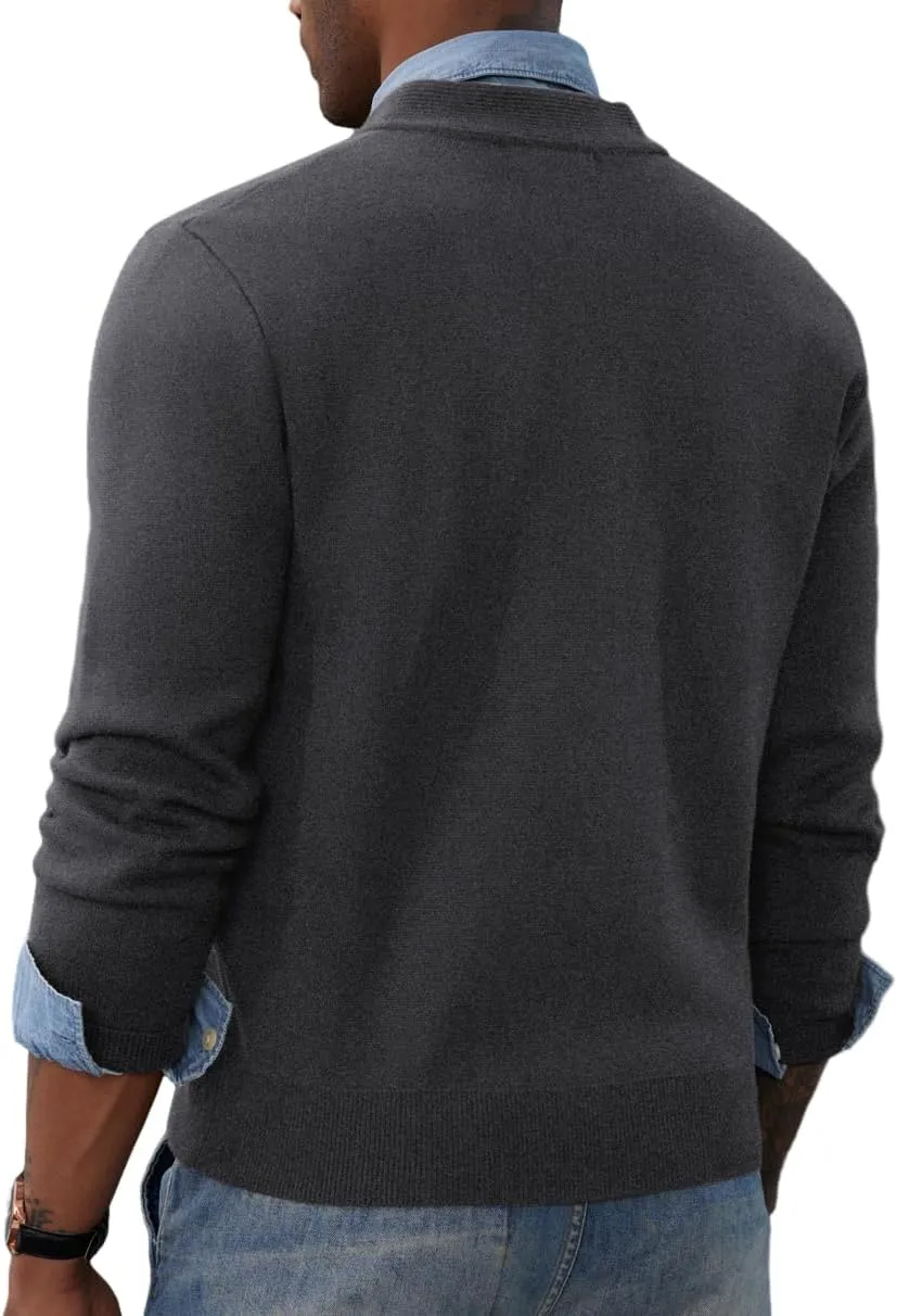 PJ PAUL JONES Mens Full Zip Cardigan Sweater Stand Collar Regular Fit Knit Sweaters