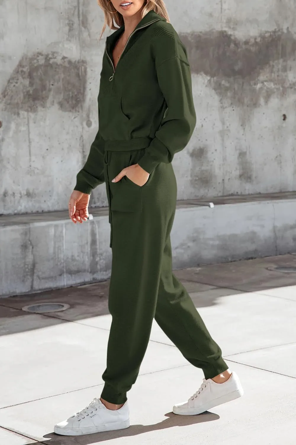 PRETTYGARDEN Women's 2 Piece Sweater Set Pullover Zip Up Sweatshirt Jogger Sweatpants Tracksuit Casual Outfit