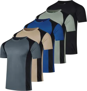 Real Essentials 5 Pack Mens Active Quick Dry Mesh Crew Neck T Shirts | Athletic Short Sleeve Tee (Available in Big & Tall)