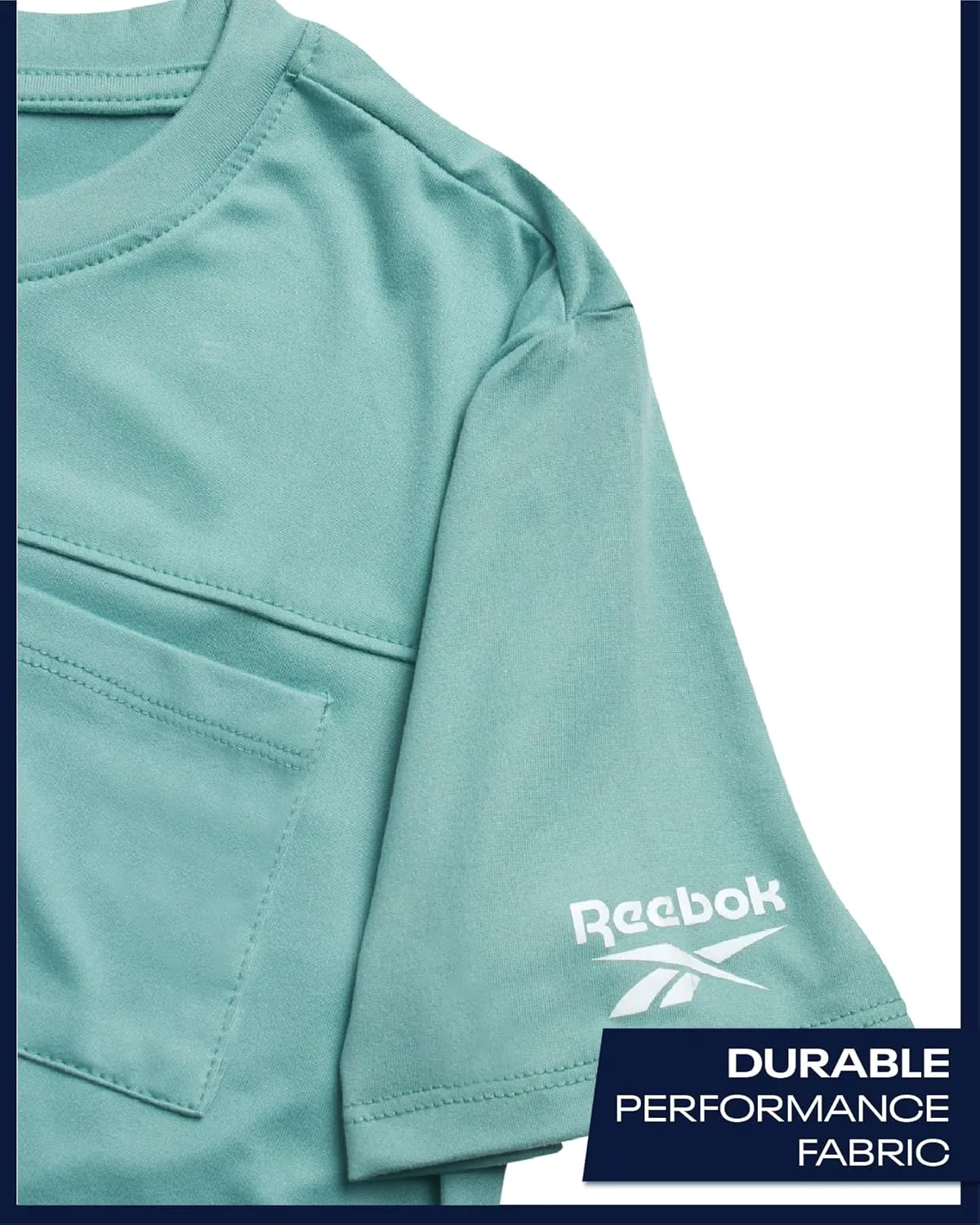 Reebok Boys Athletic Shorts Set - 2 Piece Summer Clothes Outfit with Pocket Tee and Boys Running Shorts for Active Kids