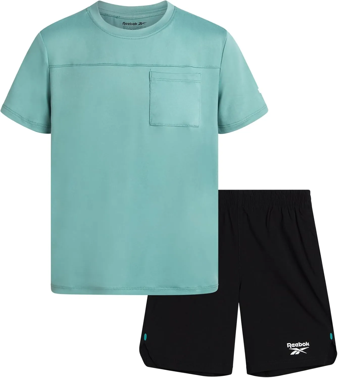 Reebok Boys Athletic Shorts Set - 2 Piece Summer Clothes Outfit with Pocket Tee and Boys Running Shorts for Active Kids