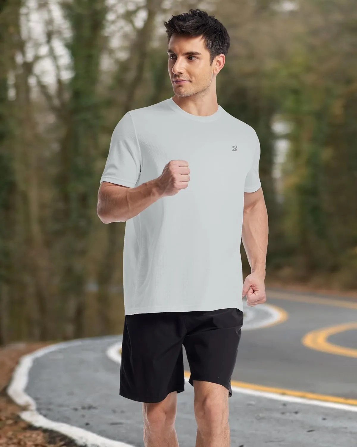 Roadbox Men's Workout Shirts Short Sleeve, Quick Dry Athletic Running T-Shirt, UPF 50  UV Sun Protection Sports Gym Tee Tops