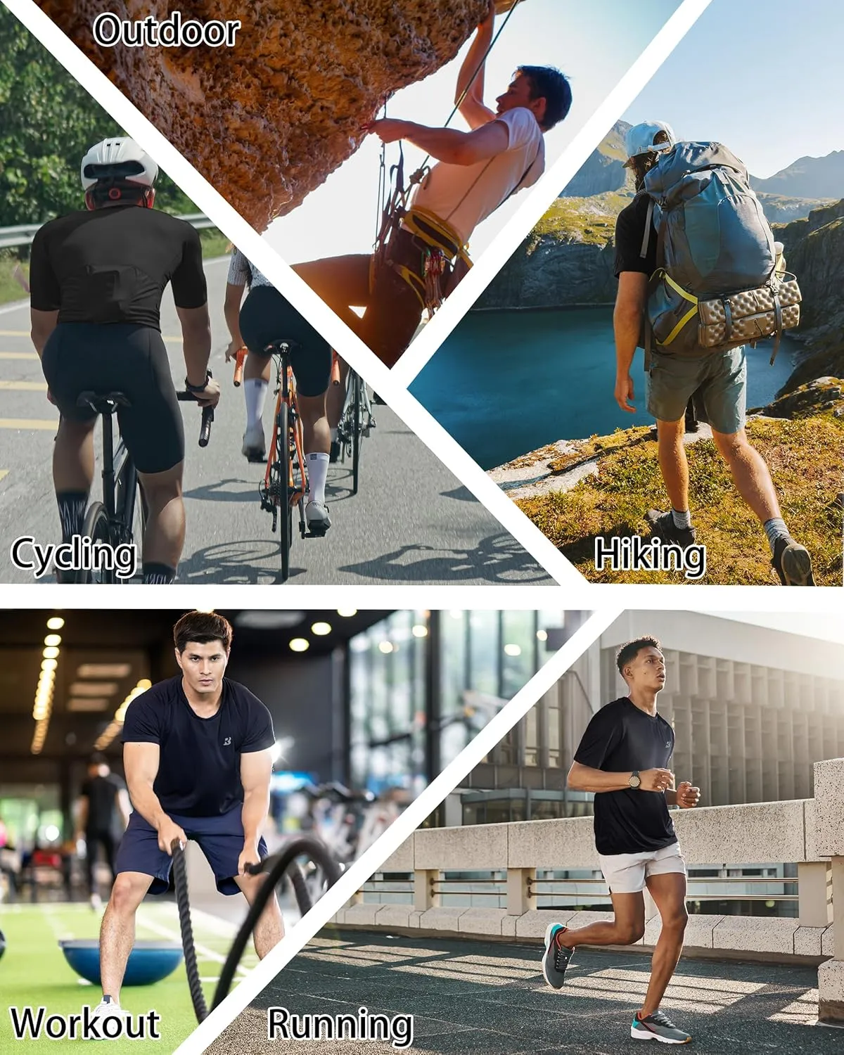 Roadbox Men's Workout Shirts Short Sleeve, Quick Dry Athletic Running T-Shirt, UPF 50  UV Sun Protection Sports Gym Tee Tops