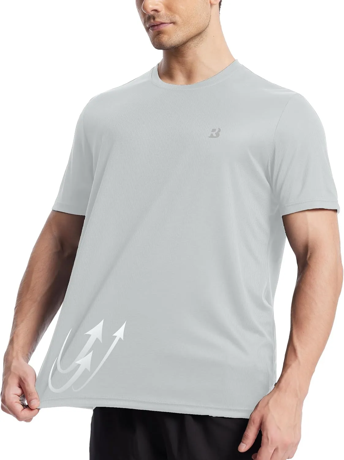 Roadbox Men's Workout Shirts Short Sleeve, Quick Dry Athletic Running T-Shirt, UPF 50  UV Sun Protection Sports Gym Tee Tops