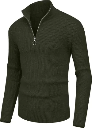 Sailwind Men's Soft Sweaters Quarter Zip Pullover Classic Ribbed Turtleneck Sweater