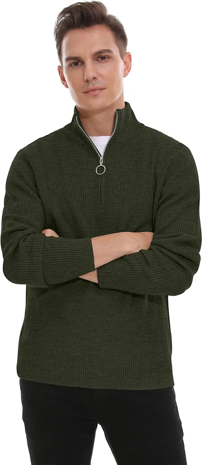 Sailwind Men's Soft Sweaters Quarter Zip Pullover Classic Ribbed Turtleneck Sweater