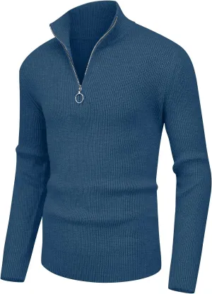 Sailwind Men's Soft Sweaters Quarter Zip Pullover Classic Ribbed Turtleneck Sweater