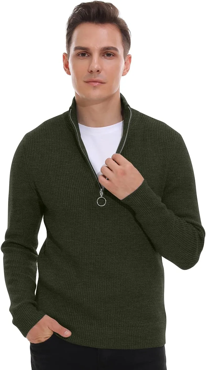 Sailwind Men's Soft Sweaters Quarter Zip Pullover Classic Ribbed Turtleneck Sweater