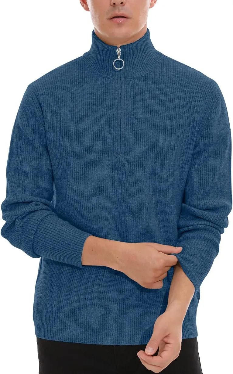Sailwind Men's Soft Sweaters Quarter Zip Pullover Classic Ribbed Turtleneck Sweater