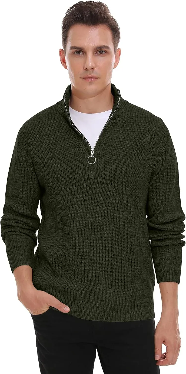 Sailwind Men's Soft Sweaters Quarter Zip Pullover Classic Ribbed Turtleneck Sweater