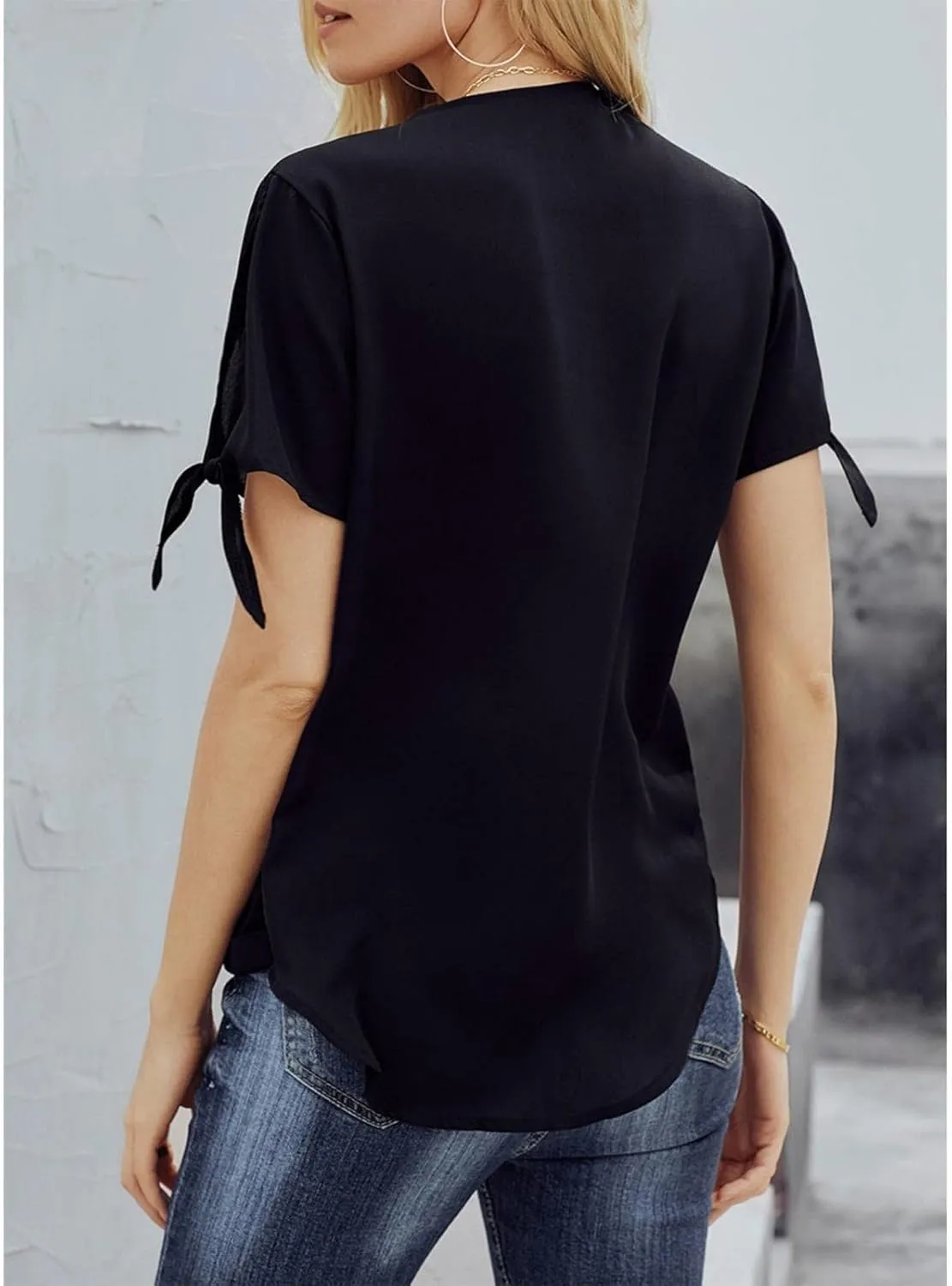 SHAOBGE Womens Tank Tops Summer Wrap V Neck Sleeveless/Short Sleeve Blouse Trendy Pleated Tanks Vest Elegant Tunic Tee Shirt